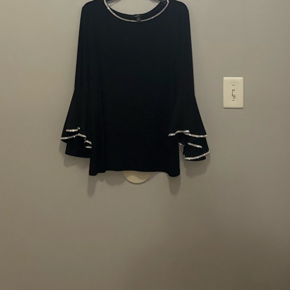 MSK Black Blouse with Silver Trim - Picture 2 of 6